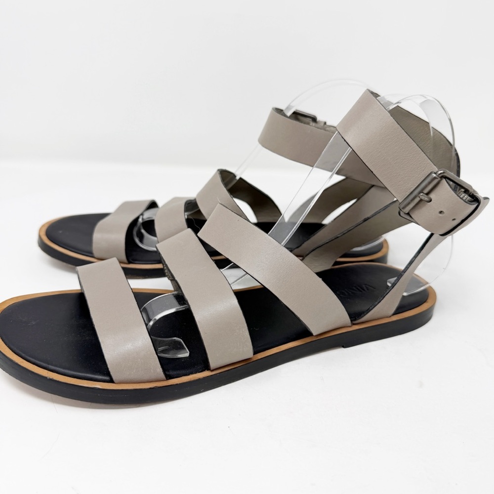 Vince Women's Taupe Gray Strappy Ankle Strap Gladiator Sandals USA 10 EU 40